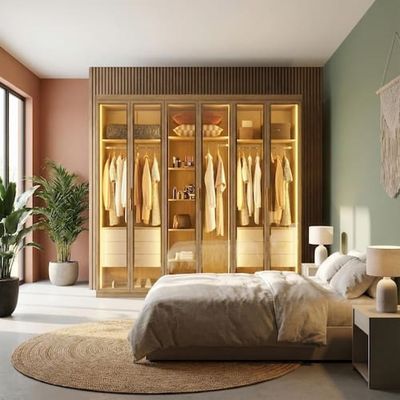 Guarda-Roupa Casal Bartira Vegas 6 Portas 6 Gavetas com Espelho Reflex e LED Marrom