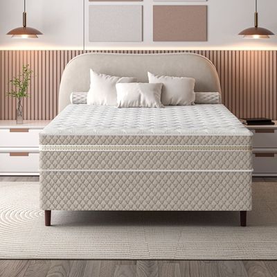 Colchão Conjugado Casal Umaflex Lotus Molas Ensacadas Branco/Bege