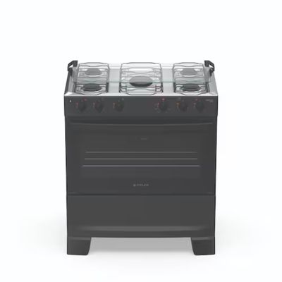 Fogão 5 Bocas Mônaco Plus com Mesa Inox Acendimento Automático Bivolt  Atlas Preto