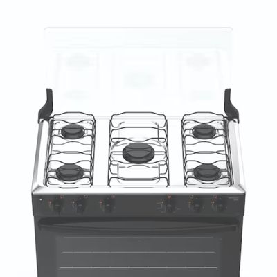 Fogão 5 Bocas Mônaco Plus com Mesa Inox Acendimento Automático Bivolt  Atlas Preto