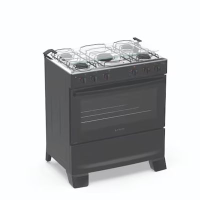 Fogão 5 Bocas Mônaco Plus com Mesa Inox Acendimento Automático Bivolt  Atlas Preto