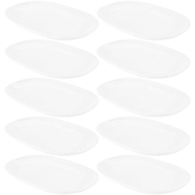 10 Travessas de Melamina Branca Restaurante 34x22cm Bandeja Buffet Frutas Saladas