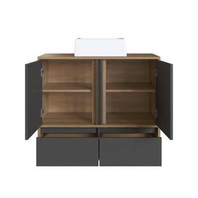 Gabinete de Banheiro Suspenso 80cm com 2 Portas e Gavetas La