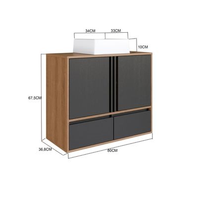 Gabinete de Banheiro Suspenso 80cm com 2 Portas e Gavetas La