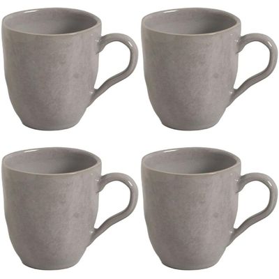 Jogo 4 Canecas 273ml Cerâmica Bruma Porto Brasil Xícara de Chá Café Cappuccino Artesanal Cinza