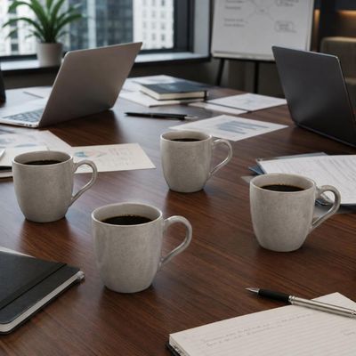 Jogo 4 Canecas 273ml Cerâmica Bruma Porto Brasil Xícara de Chá Café Cappuccino Artesanal Cinza