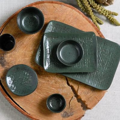 Jogo para Sushi 12 Peças Cerâmica Juta Greenery Porto Brasil