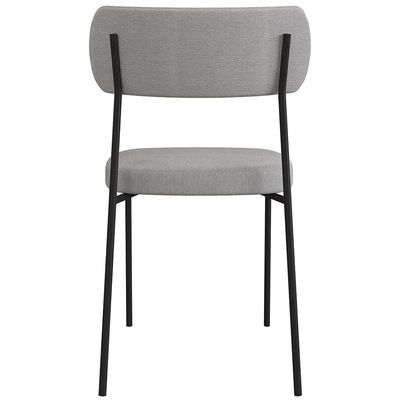 Cadeira Decorativa Estofada Para Sala de Jantar Melina F01 Linho Cinza Couríssimo Preto - Lyam Decor
