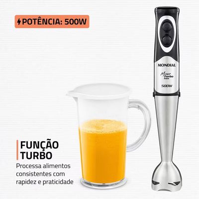 Mixer Turbo Haste Inox M-16-BI 500W Mondial Preto / 220V