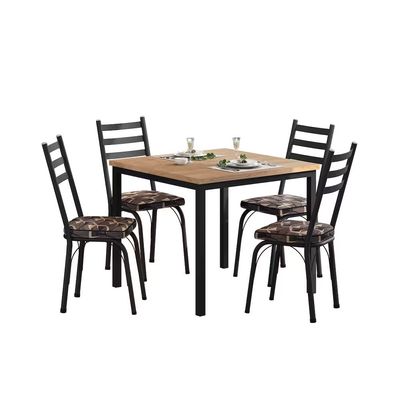 Conjunto Mesa Quadrada 90x90 com 4 Cadeiras Juriti Preto Fosco e Tampo BP Artefamol Preto