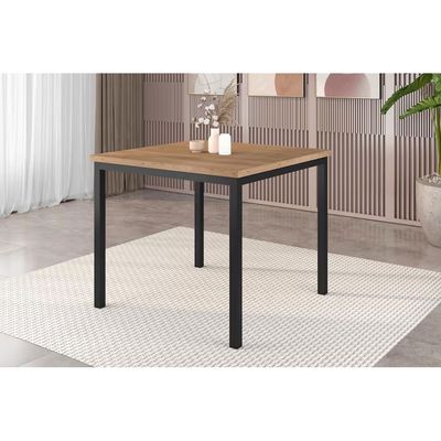 Conjunto Mesa Quadrada 90x90 com 4 Cadeiras Juriti Preto Fosco e Tampo BP Artefamol Preto