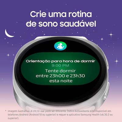 Smartwatch Galaxy Watch8 40mm LTE Tela Cristal Safira GPS Samsung Prata / Bivolt
