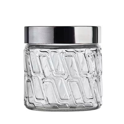 Pote de Vidro com Tampa Inox Mosaico 0,5L  Euro Home Transparente