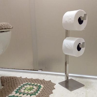 Papeleira Dupla De Chão Lavabo Porta Rolo Papel Higiênico