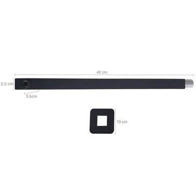 Braço Para Chuveiro Preto Quadrado Braço de Chuveiro 42,5cm