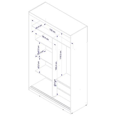 Guarda-Roupa Solteiro Paris 2 Portas de Correr com Espelho 2 Gavetas Internas MDP 134,4cm Bartira Branco
