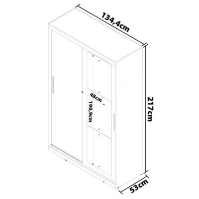 Guarda-Roupa Solteiro Paris 2 Portas de Correr com Espelho 2 Gavetas Internas MDP 134,4cm Bartira Branco
