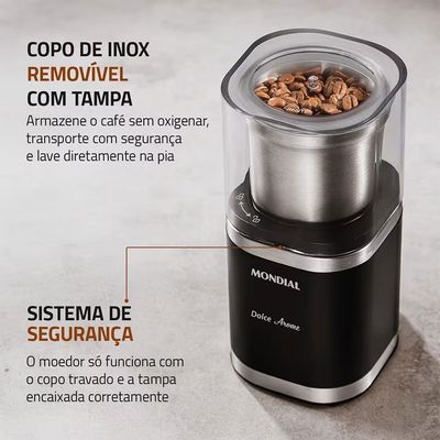 Moedor de Café MCF-01-BI Inox 180W 60g Lâminas Inox Mondial Preto / 220V
