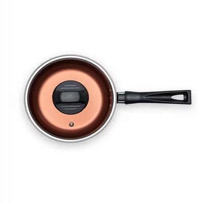 Panela Brinox Topázio Antiaderente Pro-Flon Tampa de Vidro 1,3L 16cm Range Cinza Range
