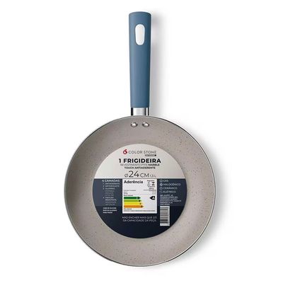 Frigideira Intense 24cm Alumínio Antiaderente Cabo Soft Touch Euro Home Azul