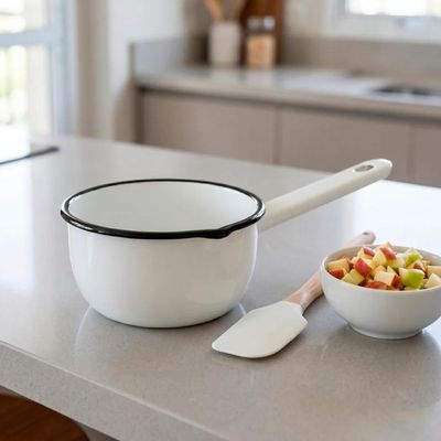 Papeiro Esmaltado N12 Panelinha com Cabo Branca Ágata Básica Cozinha Metalouça
