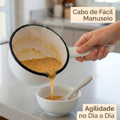 Papeiro Esmaltado N12 Panelinha com Cabo Branca Ágata Básica Cozinha Metalouça