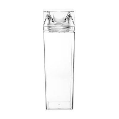 Garrafa Multiuso My Box 1L Poliestireno com Tampa Antivazamento e Design Caixa de Leite Lyor Transparente
