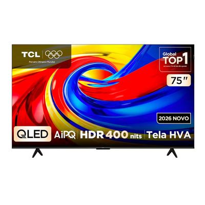 Smart TV 75 4K QLED Google TV até 120Hz Dolby Vision Atmos TCL Preto / Bivolt