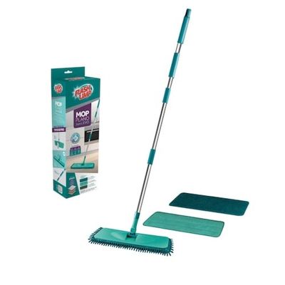Mop Plano 3 em 1 Flash Limp Evo com Base Flexível Cabo em Inox e Escova Verde