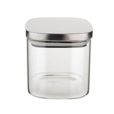 Pote de Vidro Slim 650ml com Tampa Hermética em Inox  Euro Home Transparente