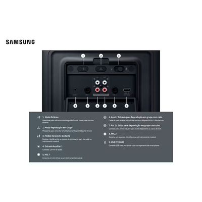 Sound Tower MX-ST50F/ZD 240W Bluetooth Bateria 18h Samsung Preto / Bivolt