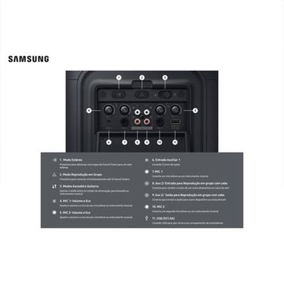 Sound Tower MX-ST40F/ZD 160W Bluetooth IPX4 Bateria Até 12h Bivolt Preto / Bivolt