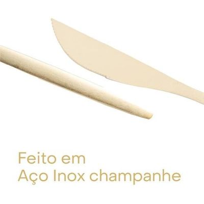 Faqueiro 16 Peças Aço Inox Lyor Ópera Design Elegante Alta Durabilidade Champagne