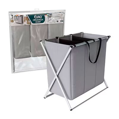 Organizador de Roupas  Flash Limp 3 Compartimentos Dobrável em Poliéster Euro Home Cinza