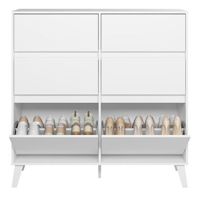 Cômoda Sapateira Palumóveis Dora 4 Gavetas e 2 Portas Basculantes Branco
