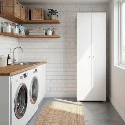 Armário Multiuso New Clean 02 Portas em MDP com 03 Prateleiras Bartira Branco