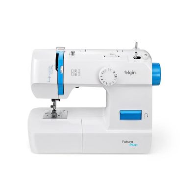 Máquina de Costura Portátil Elgin Futura Plus X2052 12 Pontos Branco/Azul / 220V