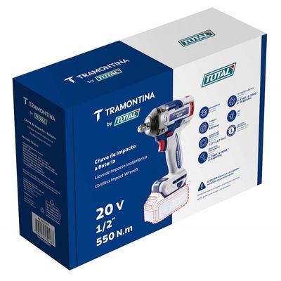Chave de Impacto by TOTAL 1/2 20V Brushless Tramontina Azul