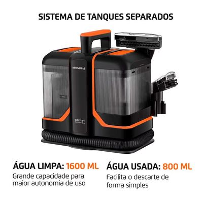 Extratora e Higienizadora Portátil Deep Cleaner II 1800W EXP-02-0 Mondial Preto com Laranja / 220V