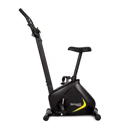 Bicicleta Ergométrica Vertical Max V Painel LCD Sistema Magnético 8 Níveis Dream Preto e Amarelo