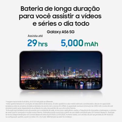 Smartphone Galaxy A56 5G Tela 6.7 128GB Câmera Tripla 50MP + Galaxy Buds Core Samsung Rosa / Bivolt
