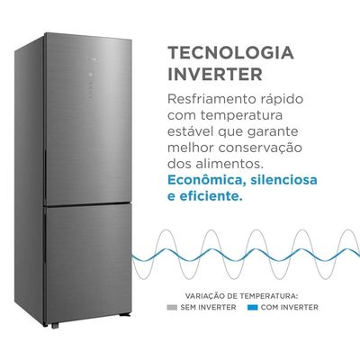 Refrigerador Frost Free Inverse MDRB548FGD463 401L Inverter Midea Inox / Bivolt