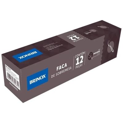 Faca de Sobremesa 12 Peças Modena Aço Inox Polido Brinox Talheres Mesa Posta