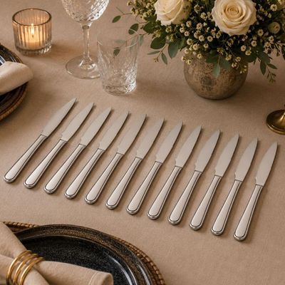 Faca de Sobremesa 12 Peças Modena Aço Inox Polido Brinox Talheres Mesa Posta