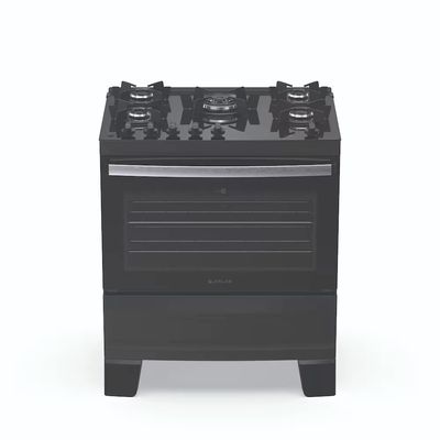 Fogão Agile Up Glass 5 Bocas com Mesa de Vidro e Tripla Chama Bivolt Atlas Preto / Bivolt