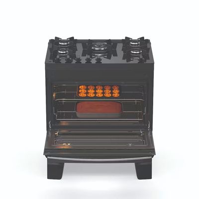 Fogão Agile Up Glass 5 Bocas com Mesa de Vidro e Tripla Chama Bivolt Atlas Preto / Bivolt