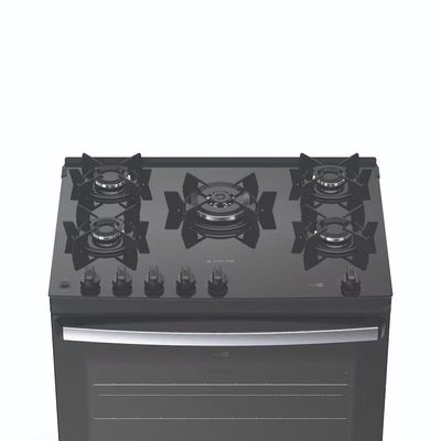Fogão Agile Up Glass 5 Bocas com Mesa de Vidro e Tripla Chama Bivolt Atlas Preto / Bivolt