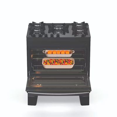 Fogão Agile Up Glass 5 Bocas com Mesa de Vidro e Tripla Chama Bivolt Atlas Preto / Bivolt