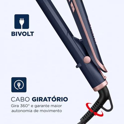 Prancha Alisadora Infrared P-01-IR Tourmaline Íon Bivolt Mondial Azul e Rosa / Bivolt
