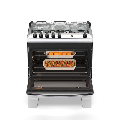 Fogão Agile Up 5 Bocas com Mesa Inox Tripla Chama e Acendimento Automático Bivolt Atlas Branco / Bivolt